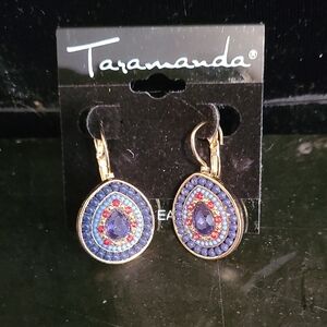 Taramanda Blue and Gold Teardrop Earrings